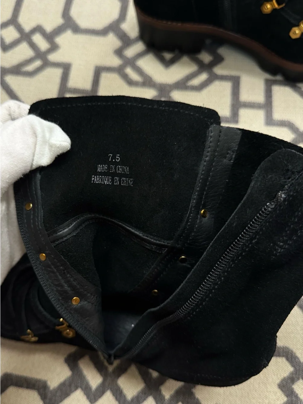 Jeffrey Campbell Stanley Black Suede Platform Lug Sole Moto Combat Hiking Boots